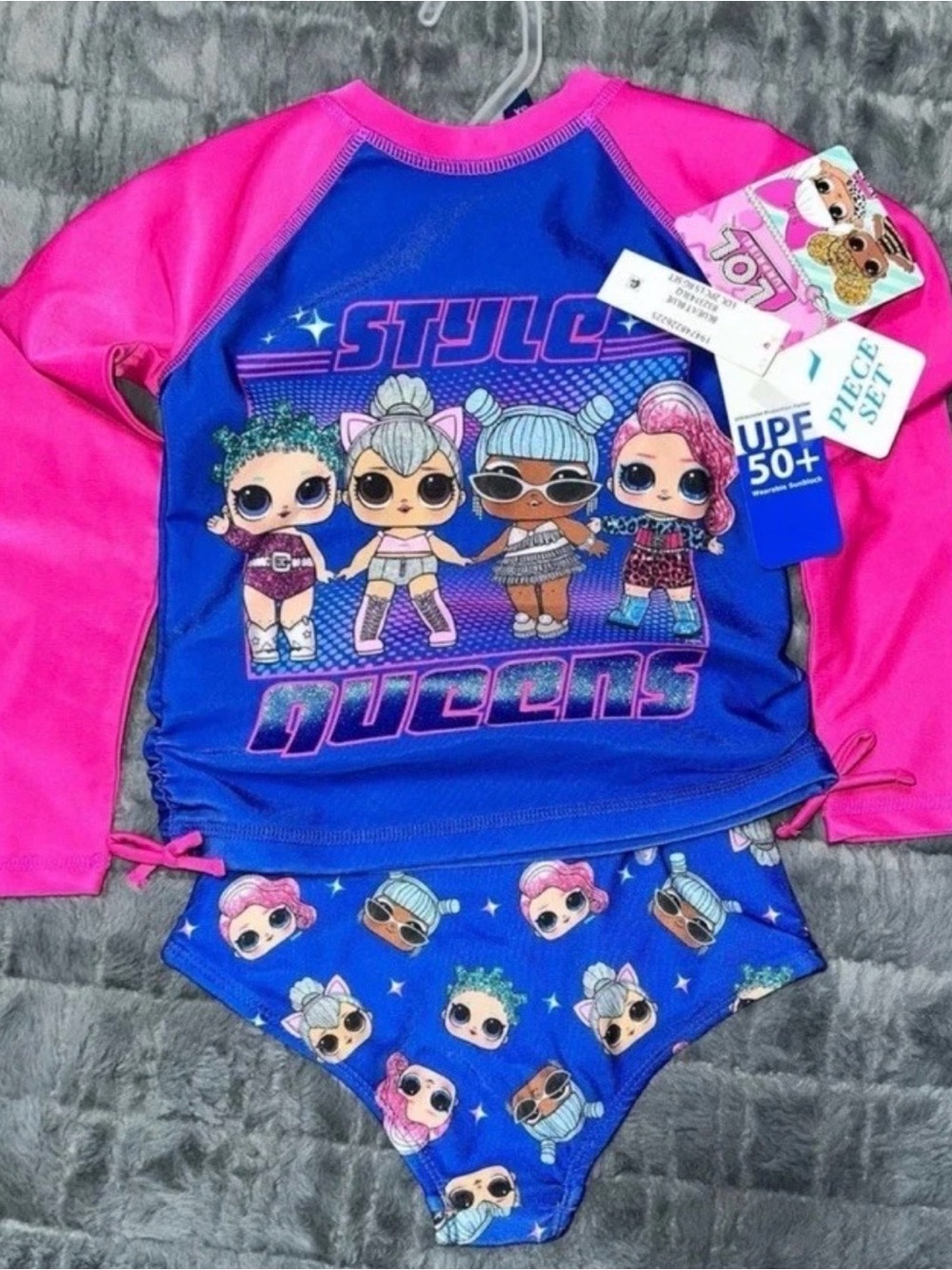 LOL Surprise Rash Guard Swimsuit - 2 Piece Set - Girls M (8)